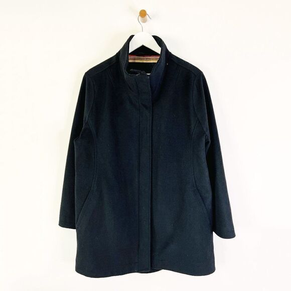 Pendleton Black Funnel Neck Full Zip Mid Length Wool Coat - Picture 2 of 11